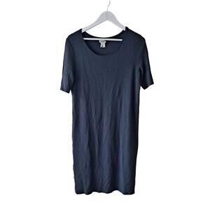 Eileen Fisher T-Shirt Dress Scoop Neck Short Sleeve Relaxed Boxy Gray Size S